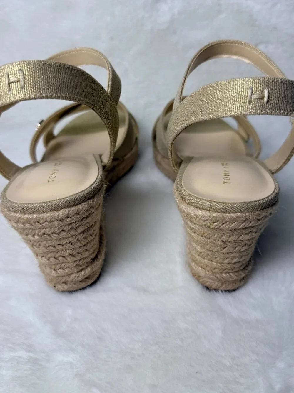 Tommy Hilfiger Genea Gold Shimmer Espadrille Wedges